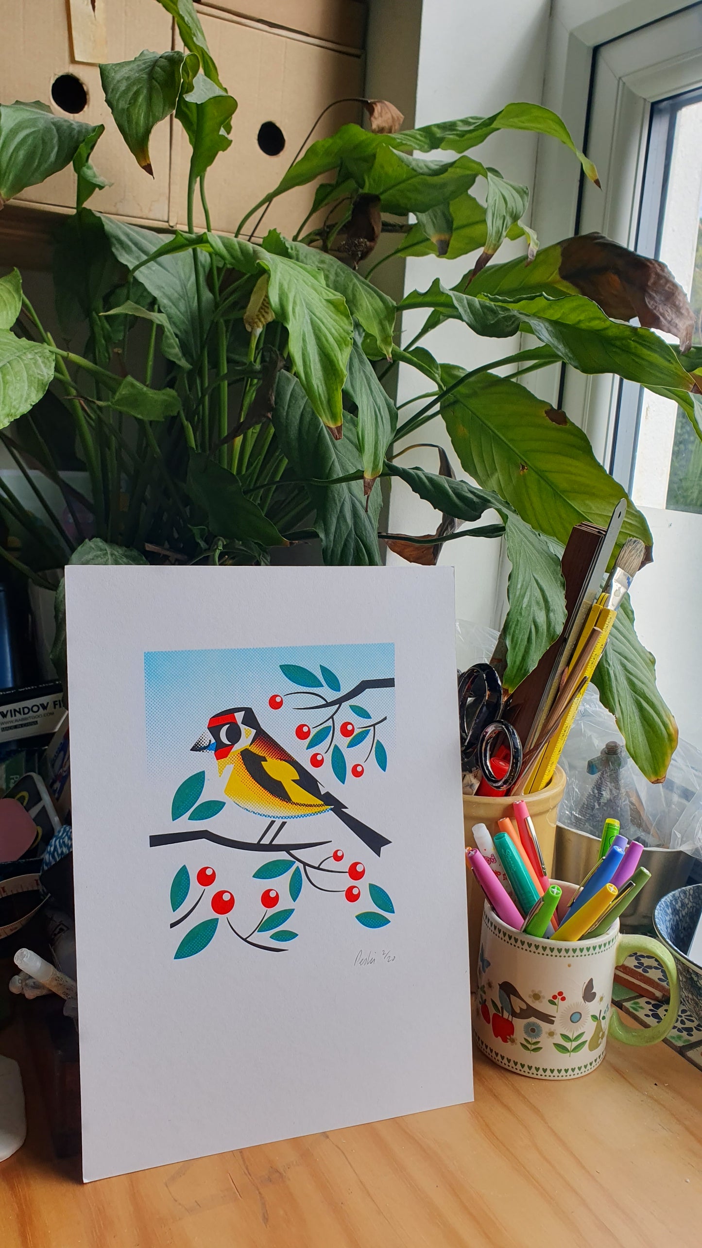 Goldfinch - A4 5 colour screenprint - by Peski Studio