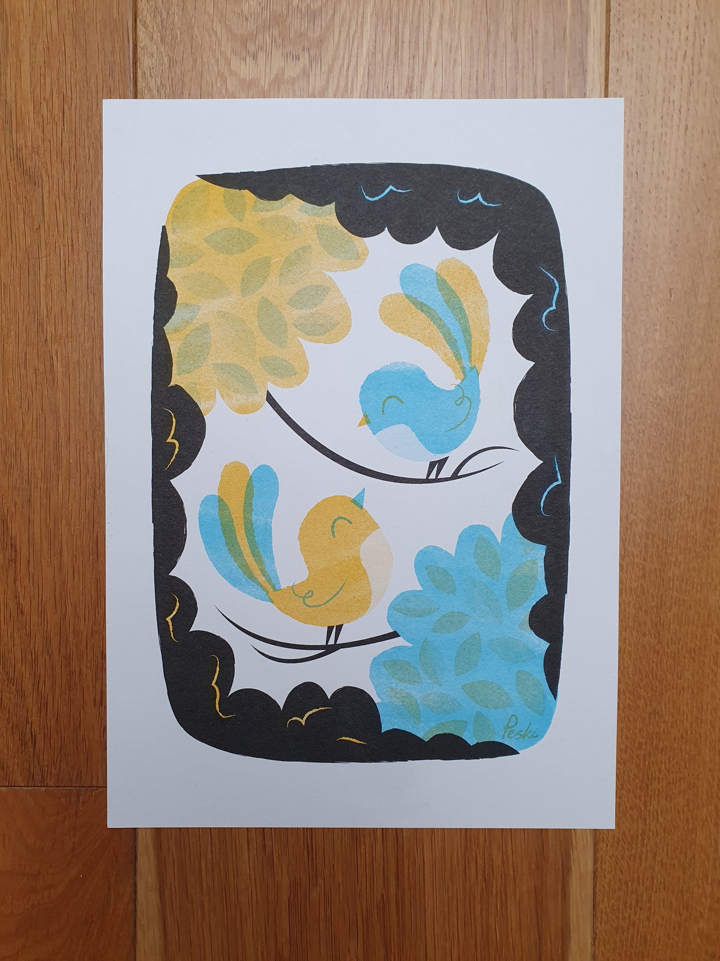 I Like Birds - A4 RISO print - by Peski Studio