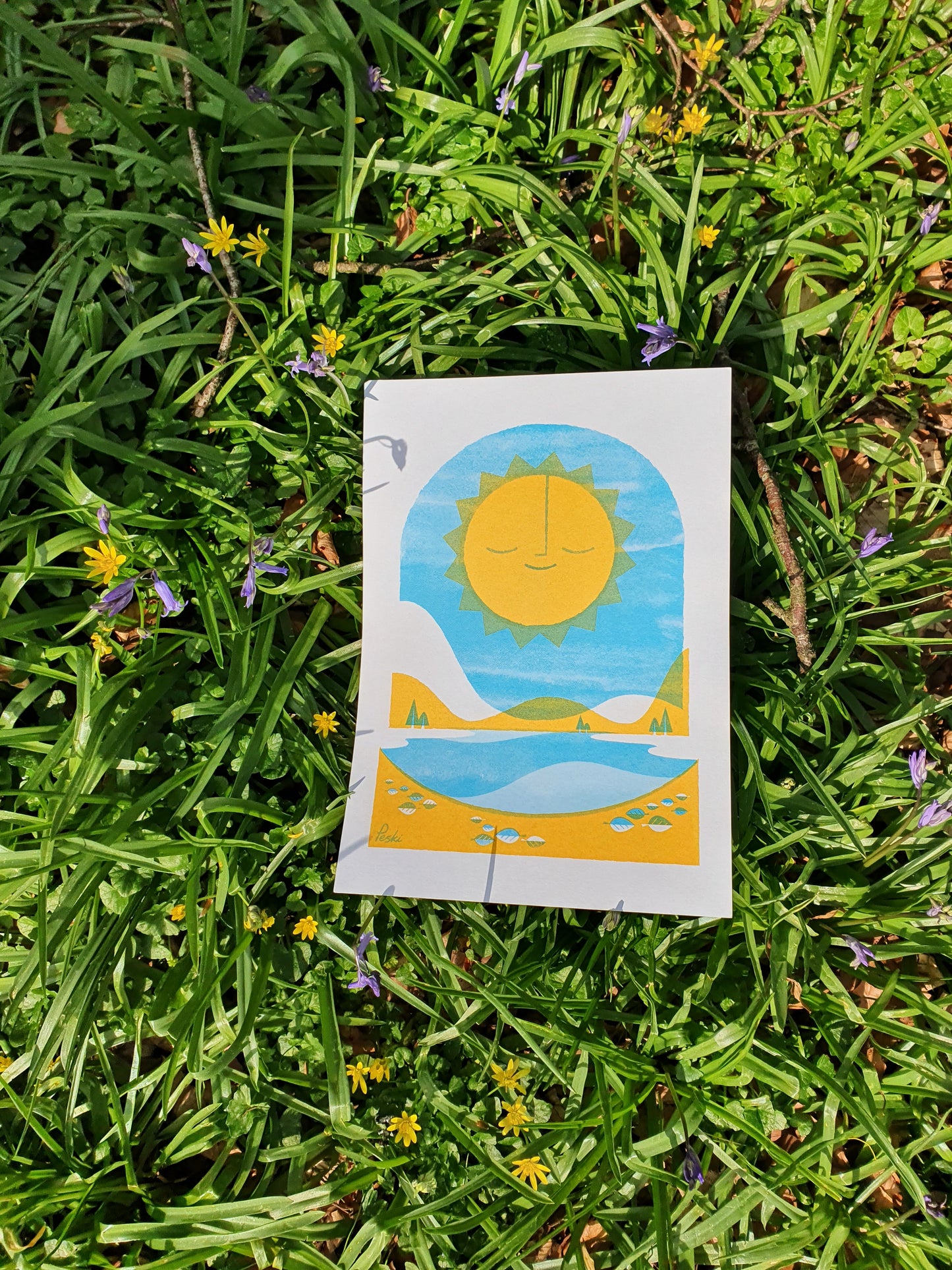 Hello Sunshine - A4 RISO print - by Peski Studio