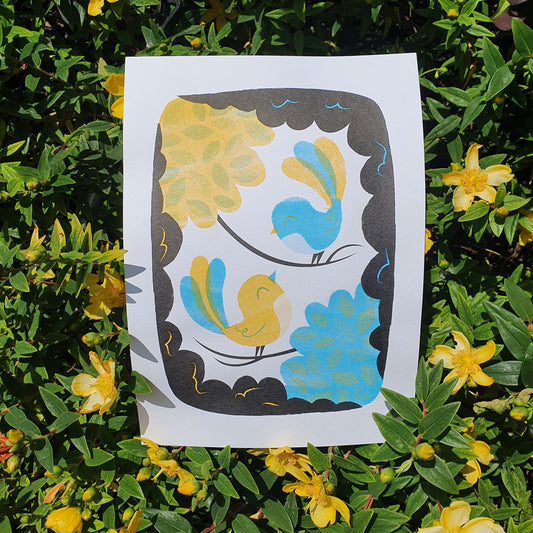 I Like Birds - A4 RISO print - by Peski Studio