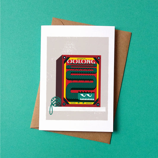 Oolong Dragon Tea Greetings Card by Peski Studio