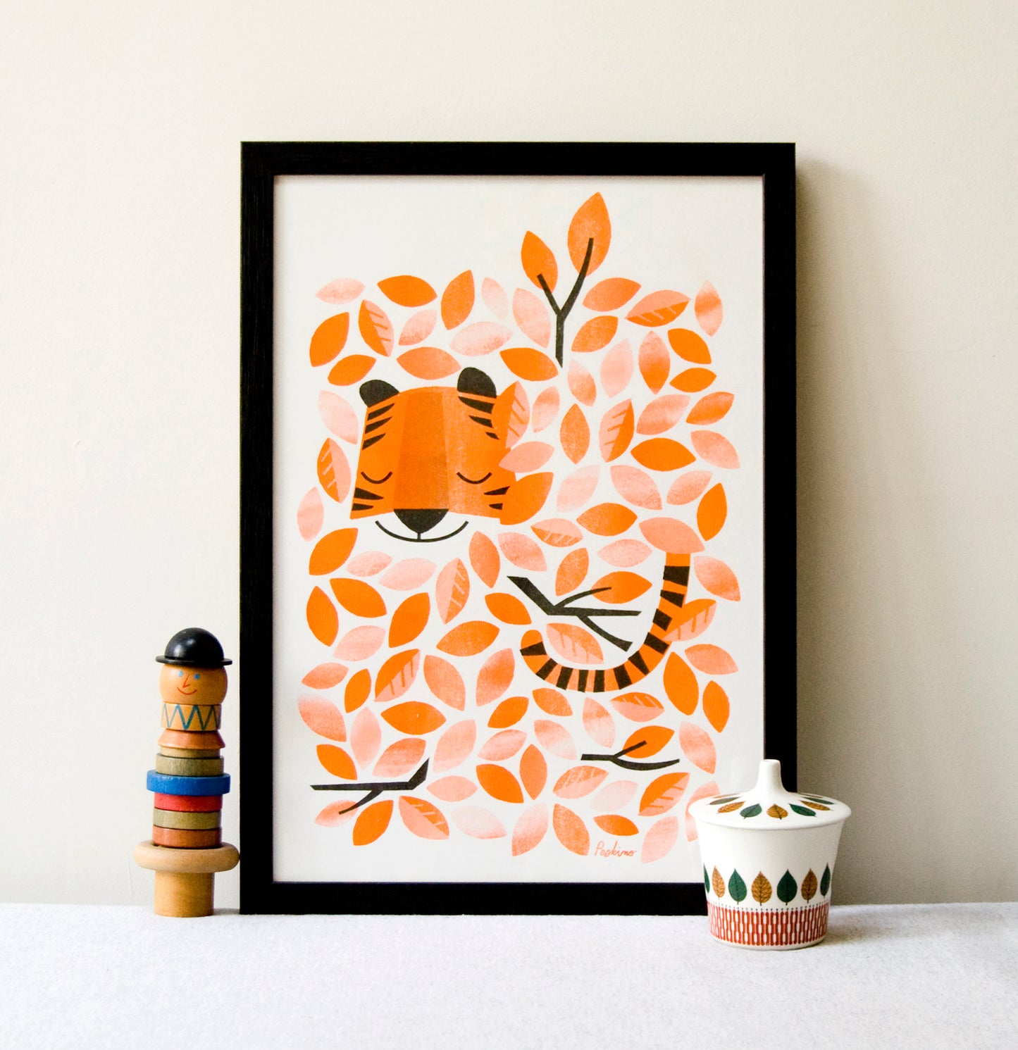 Hidden Tiger - A3 RISO print by Peski Studio