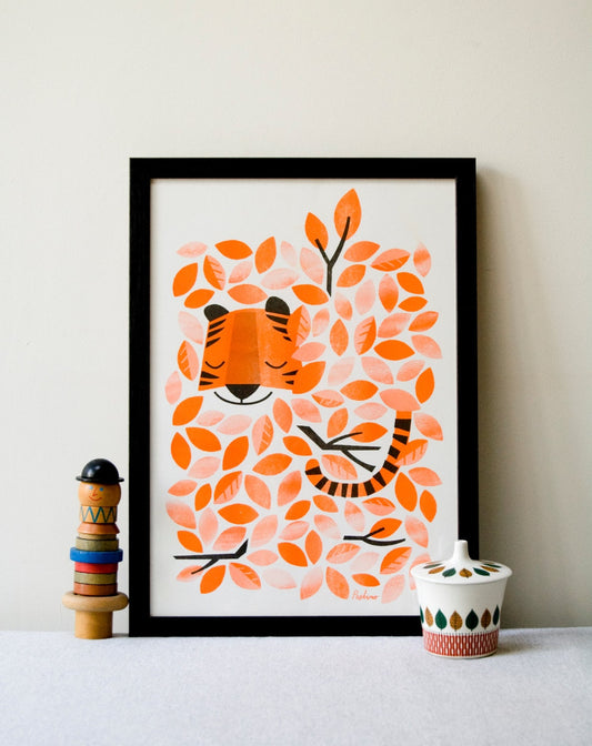 Hidden Tiger - A3 RISO print by Peski Studio