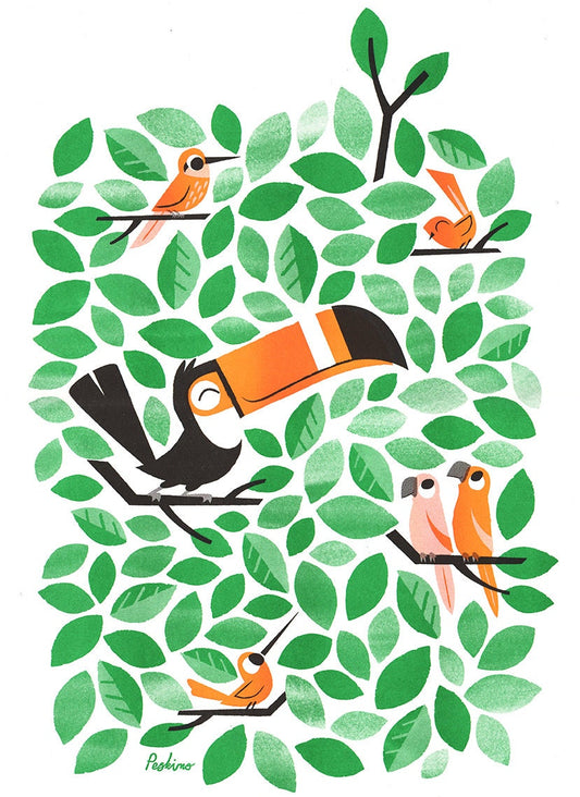 Toucan Tweets - A3 RISO print by Peski Studio