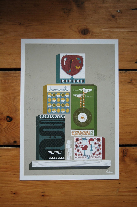 Tea Stack Too - A4 Lithographic Print