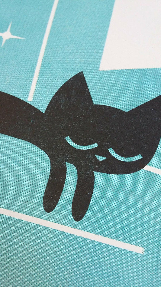 Cat Nap Arm Chair in Green - A3 RISO print by Peski Studio