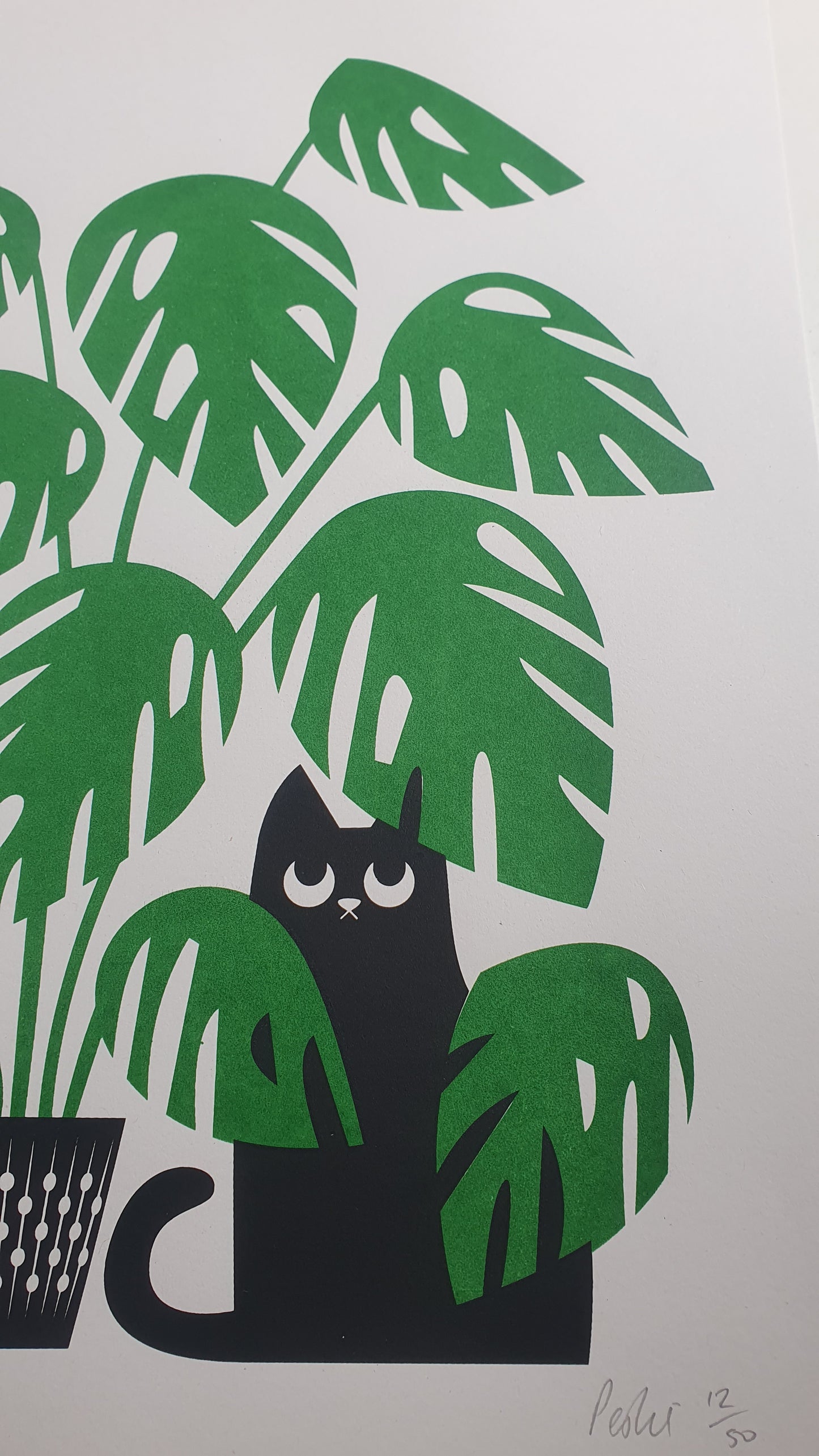 Monstera Meow - A3 Screen print - by Peski Studio