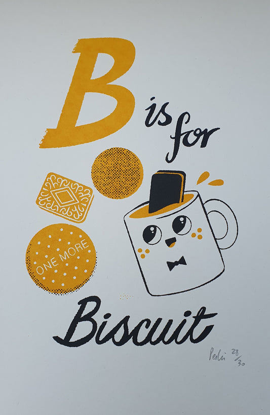 B is for Biscuit - A4 2 colour screenprint - by Peski Studio