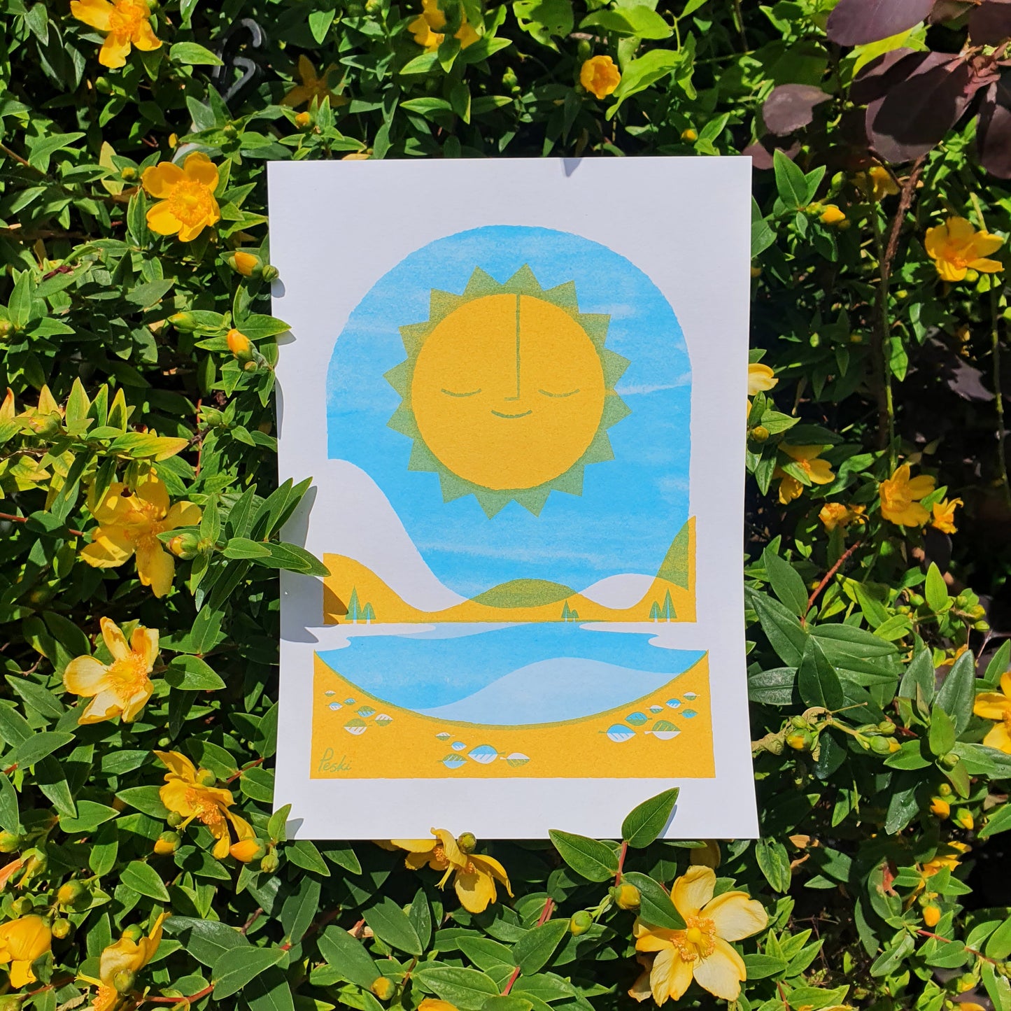 Hello Sunshine - A4 RISO print - by Peski Studio