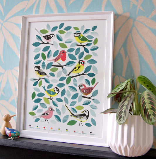 Garden Birds - A3 RISO print by Peski Studio