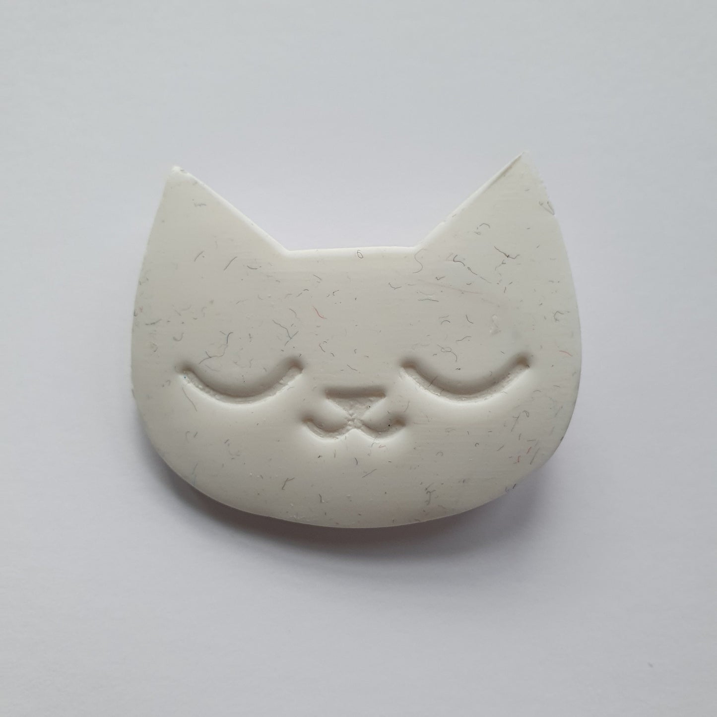 White Cat - Polymer Clay Badge
